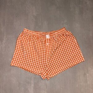 Amazon Essentials Orange Gingham High Waist Shorts